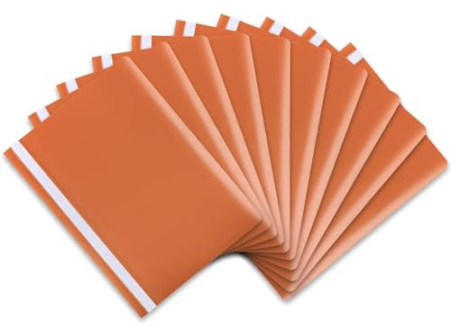 itenga 10er Pack Schnellhefter A4 Plastik stabil PP Kunststoff Sicht Hefter Mappe genarbt (orange)