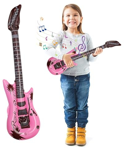 Blow-Up-Gitarre für Kinder, aufblasbare Gitarre - Aufblasendes Gitarrenspielzeug - Aufblasbare Luftgitarre, aufblasbares Luftgitarren-Zubehör für Geburtstagsfeiern, Karneval und andere Anlässe