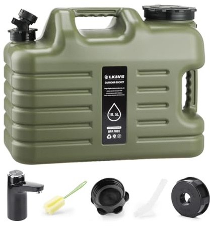 RuiDay Reservoir Eau Camping Car,Portable Bidon d'eau avec Poignée, Jerrican Alimentaire avec fontaine à eau, Bidon d'eau sans BPA, Parfait pour Voyage, Camping, Barbecue, Pêche (18.5L)