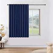 Joydeco Blickdichte Vorhänge mit Schlaufen Gardinen 1er Set,Verdunkelungsvorhang Marineblau Thermovorhang Hitzeschutz, Schlaufenschal für Schlafzimmer Wohnzimmer