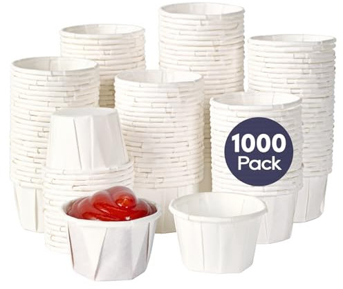 LITOPAK 1000 Pack 1 oz Paper Souffle Cup, Disposable Paper Medicine Cup for Tasting Pills, Food Dessert, and Condiments
