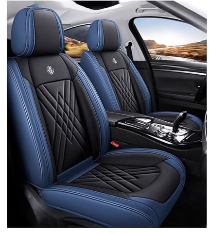 DINGQINGYUN Universal-Sitzbezug Komplett-Set Für VW Tiguan 2. Gen/Tiguan Allspace 2016-2024, AutositzbezüGe Set Leder, 5-Sitze Universal-SitzbezüGe Auto Komplettset(C(Blue-Black))