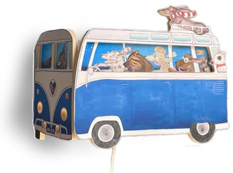 Hartendief Blauer Camper Lampe | Für Baby- & Kinderzimmer | Kinderzimmerdesign | Handgemalt & nachhaltig