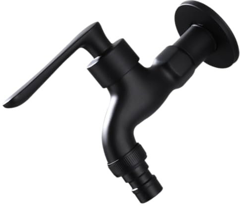 Angoily Robinet D'extérieur Robinet de Buanderie à Bec Unique Matériau en Cuivre Montage Mural Noir Convient pour La Piscine à Vadrouille