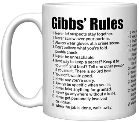 Gibbs' Rules Tasse – 350 ml Teetasse, Kaffee-Becherhalter, Keramik-Kaffeetassen, originelle Kaffee- und Teebecher, inspirierendes Kaffee-Trinkgeschirr, Reise-Tasse für Frauen und Männer,