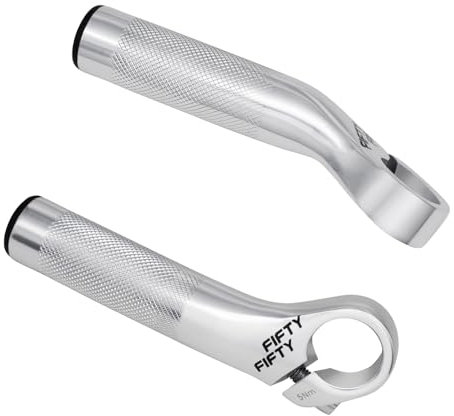 FIFTY-FIFTY Fahrrad Lenkerenden, Bar Ends Fahrrad, Aluminiumlegierung Lenkerhörnchen MTB (110mm, Poliertes Silber)