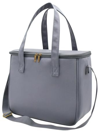 Nanxson Isolierte Lunchtasche Große Wiederverwendbare Kühltasche Wasserdichte Picknicktasche mit Blumenmuster und Verstellbarem Schultergurt (11.25L,A-Grau)