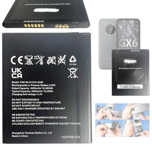 Aousavo (O-E-M) mit NFC LI-ION 3,85V 5000mAh V30145-K1310-X480 ersatz akku Kompatibel mit Gigaset GX6 and GX4 Smartphone V30145-K1310-X480 mit NFC