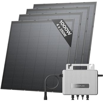 Kit solar ECOFLOW STREAM, inversor de 800 W, paneles solares FV de 250W*4, inversor de inyección a red inteligente con WiFi, control mediante APP para balcones, jardines, techos y paredes verticales