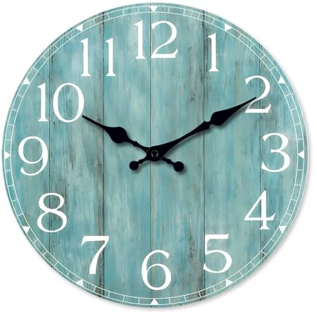 Comtex Einfache Blaue Retro-Wanduhr ohne Glas, stille Wanduhr für Wohnzimmer und Schlafzimmer (30,5 cm, 30 cm)
