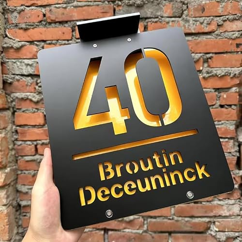 Letreros Solares Modernos Personalizados For Casa, Placa De Número De Puerta Iluminada Con LED, Grabado En 3D, For Exteriores, Con Nombre De Calle, Número De Familia, Dirección De Puerta.(15x18 cm)
