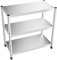 JJsdwin 3 Ebenen Edelstahl Regal, Schwerlastregal für Küche, Garage und Werkstatt, Edelstahltisch Gastronomie 80 x 80 x 40 cm, bis 60kg