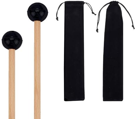 NICENEEDED 2 Stück Gummi Trommelschlägel Mit Trommelstocktasche 8.6 Zungenholz Trommelschlägel Zubehör Für Schlaginstrumente Für Xylophon Woodblock Bells Stick