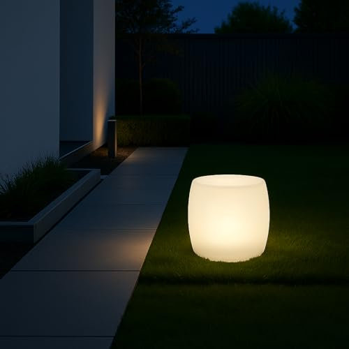 MeLiTec Solarlampe - mehrfarbige Bodenbeleuchtung für Außen - Solar-Bodenleuchte mit Farbwechsel - Durchmesser 36,5 cm - Kunststoff - Trommel, LK08-6