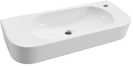 NEG Hängewaschbecken Uno81H 70 cm Weiß – Keramik Waschbecken Wandmontage, 70x27x12 cm, modernes Design Hahnloch rechts