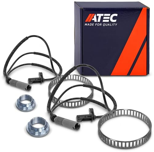 ATEC Germany 2x ABS Sensor + 2x ABS Ring + 2x Achsmutter Hinten