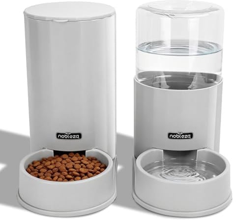Nobleza Wasserspender Futterspender für Katze und Hund, 3.8L Automatischer Trockenfutterspender Wasserspender für kleine und mittelgroße Haustiere