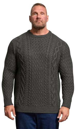 BadRhino Big & Tall Cable Knit Crew Neck Jumper - Men's - Plus Size Curve