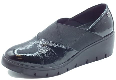 ENVAL SOFT 8766211 Naplak Nero Mocassini Confort per Donna in Vernice con Elastici