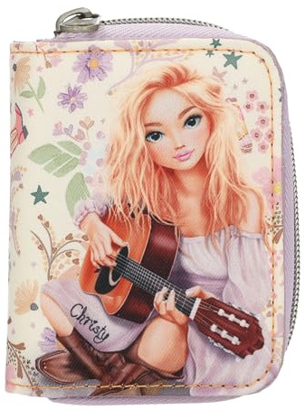 Depesche 13666 TOPModel Cowgirl - Portemonnaie in Lila, mit Model Motiv und Blumen Muster, Geldbörse mit Druckknopf-Verschluss