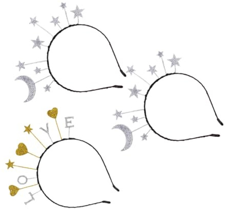 HAPINARY 3 Stück Glitzer Stirnband Aus Legierung Mit Stern Mond Und Herz Kinder Haar Accessoire Für Geburtstage Und Feste