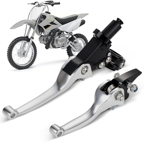 AnXin Motorrad Bremse Kupplungshebel CNC Klappbar Bremshebel Universal für 22MM Lenker 50cc 110cc 125cc 150cc Pit Dirt Bike Dirt Bike (Silber)
