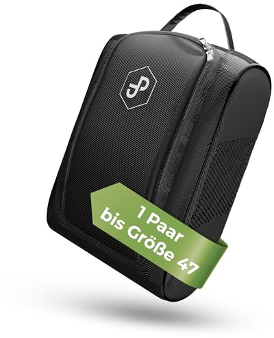 JDP Fußball Schuhtasche für 1 Paar Fußballschuhe (bis Größe 47), 100% atmungsaktiver Schuhbeutel, wasserabweisender Schuhbeutel Reise m. Doppel-Reißverschluss & Tragegriff, Fußball Zubehör Schuhtasche