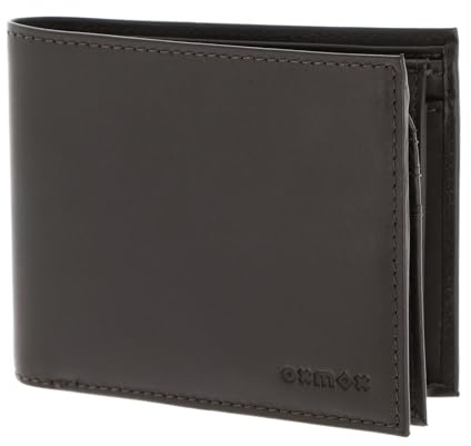 Oxmox Leder Geldbörse Leather RFID Protect Querscheinbörse Pure 2.0 Embossed Brown Dunkelbraun