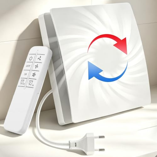 Ventilateur de Salle de Bain 100mm Silencieux avec Télécommande, Minuterie et 3 Vitesses, Débit d'Air 150 m³/h, Design Carré Blanc, Montage Mur/Fenêtre, IPX4, pour Cuisine, Salle d'Eau, 35 dB