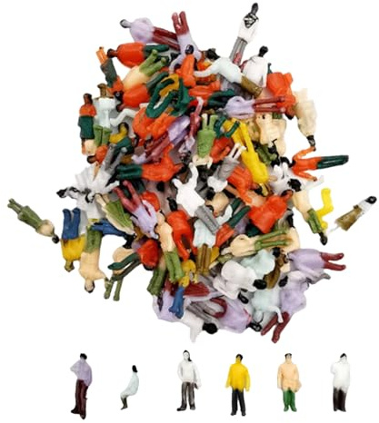 ZMZaoan 100 PCS Modell Figuren Verschieden stehende Figuren - H0 1:100 Verschiedene Posen Miniaturleute - Personen Figurine für Architekturprojekte und Modelleisenbahn (Bemalt)