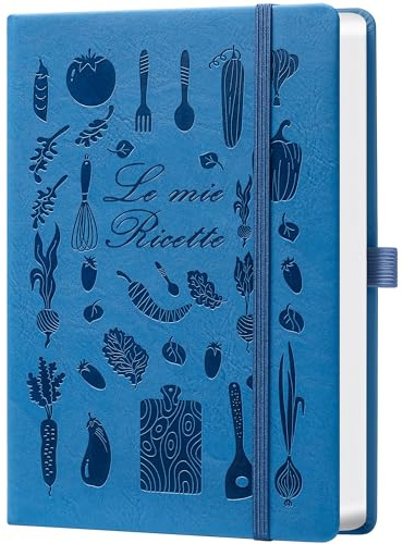 HwxBen Ricettario da Scrivere A5 con Indice – Quaderno Ricette da Compilare, Libro di Cucina, Meal Prep Libro, Quaderno per Ricette con Copertina Rigida – Blu