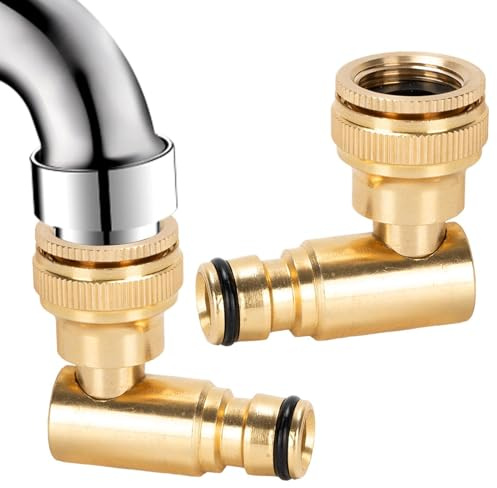 Schlauchverbinder,zwei Stück Messing Adapter 1/2 Zoll und 3/4 Zoll | Waschmaschinenschlauch-Anschlüsse | für Waschmaschine und Hochdruckreiniger, Autowäsche, Gartenbewässerung sowie Haustierbad