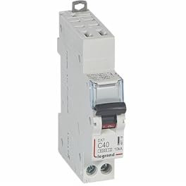 407718 Disjoncteur unipolaire + neutre 40A - 1P+N Courbe C - 6/10kA - Automatique et vis - Legrand DX3