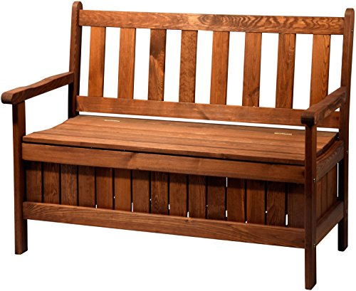 dobar® Green Label 29350FSC Truhebank | Gartenbank aus geöltem Kiefernholz | Massivbank mit Stauraum 98 L | Sitzbank für Garten/Terrasse/Balkon | 115 x 58 x 89 cm | Braun
