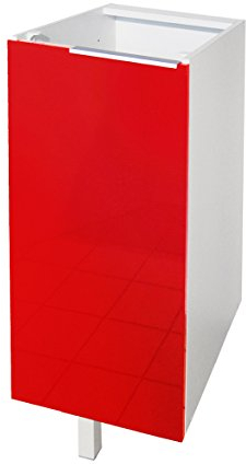 Berlioz Creations CP3BR Unterschrank für Küche mit 1 Tür, in rotem Hochglanz, 30 x 52 x 83 cm, 100 Prozent französische Herstellung