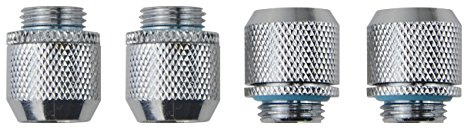 BXQINLENX Silver Chrome G1/4 to ID 3/8 OD 1/2 Soft TUBING Compression Fitting for Computer Water Cooling System Through Joint Straight Joint(4 PCS)
