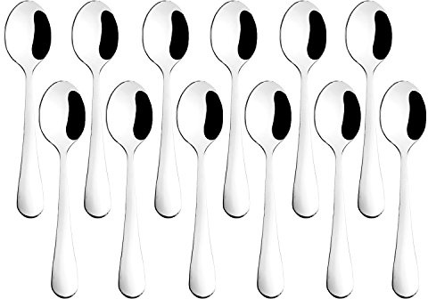HIWARE 4 Zoll Demitasse Espresso Löffel, Mini Dessert Löffel, 18/10 Edelstahl, Set von 12