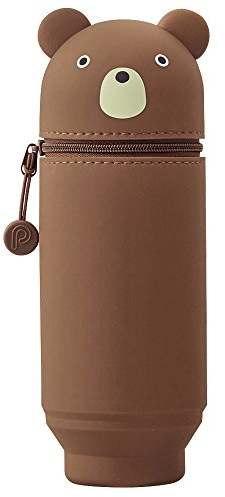 LIHITLAB Kawaii Japanischer Bär Großes Stand Up Federmäppchen Für Schule Büro College, Niedliche Schulbedarf, Tier Stifthalter Bleistifthalter Mädchen, Künstler Federmäppchen, Bär (A7714-1)