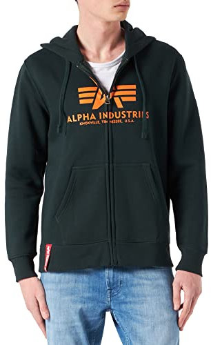 Alpha Industries Herren Basic Zip Hoody Kapuzensweat Für Kapuzenpullover, Verde Oscuro, M EU