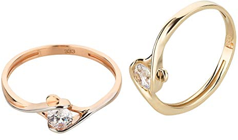 Ardeo Aurum Damenring aus 333 Gold bicolor Weißgold Rosegold mit Zirkonia im Brillant-Schliff Spannfassung Verlobungsring Solitär-Ring