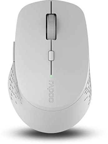 Rapoo M300 Silent kabellose Maus wireless Mouse 1600 DPI Sensor 9 Monate Batterielaufzeit leise Tasten ergonomisch für Rechtshänder PC & Mac - hellgrau