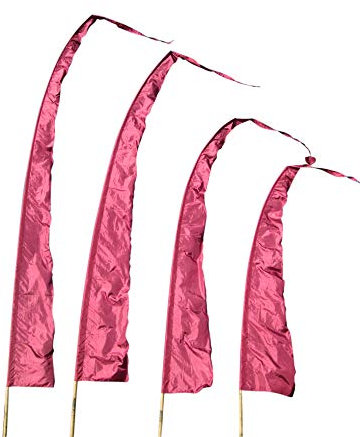 Asiastyle Balifahne | Farbe: weinrot | 4 Meter lang | ohne Stange | aus echtem Satin | Originale Umbul Fahne