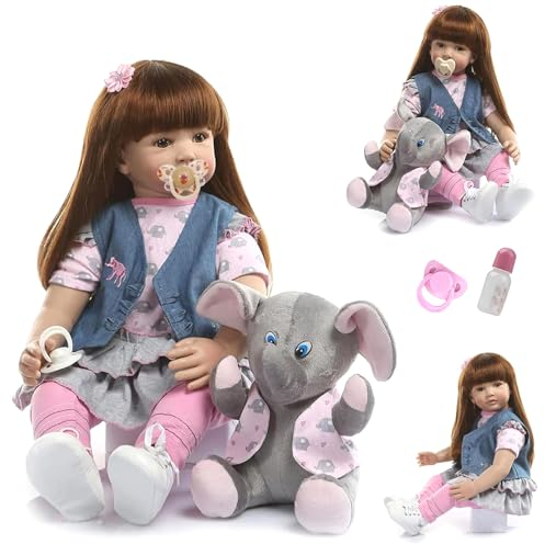 ZIYIUI Reborn Puppen Kleinkind 24 Zoll 60cm Weiches Vinyl Silikon Lebensecht Baby Puppe Handgemacht Babys Mädchen echt aussieht Kleinkindpuppen