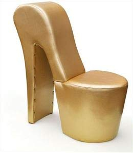 generisch High Heel Schuhsessel 42x99x79cm Stuhl Designersessel mit Nieten (Gold)