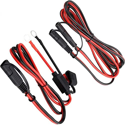RUNCCI-YUN SAE Conector,Cable de extensión de batería SAE de 2pin,con terminal de anillo(1M)+SAE a SAE Cable de Extensión rápida conexión y desconexión(1.2m)