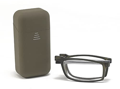 KoKoBin Pieghevole Anti Luce Blu Occhiali da Lettura Per uomo e donna con fionda specchio telescopico gambe con una scatola portatile Per viaggiare (grigio, 2.5)