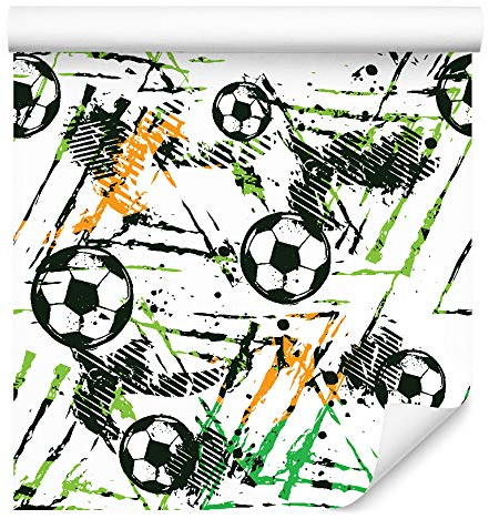 Muralo Tapete 10m Rolle Vlies Tapete Fußball Sport Kinder Junge Spielen Lächeln Vliestapete 1000 x 53cm Wand Tapete Wohnzimmer Kinderzimmer Moderne Wanddeko Wand Dekoration