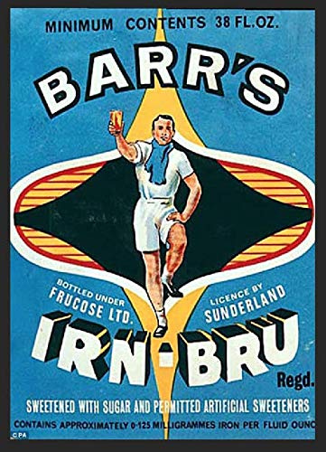 IRN-BRU Barr's Retro Wandschild Metall Blech Schild Man Cave Vintage Shed Garage (A5 (ca. 200 x 150 mm)