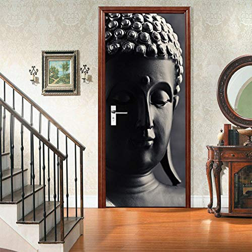 VIRANDA 3D Türaufkleber Selbstklebend Türtapete-Buddha-Figur -Türfolie Poster PVC Wasserdichte TürPoster Stickers 77x200cm