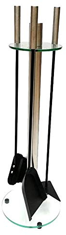 FUFU Funkenschutz 4 Stück Kamin Werkzeuge Sets Schmiedeeisen Kamin-Werkzeug-Set und Innen Werkzeuge Eisen Log-Halter for Home Office & Shop Kaminzubehör